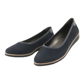 Angello Ballerine din piele pentru femei pe pană 1348 Navy Blue albastru 2