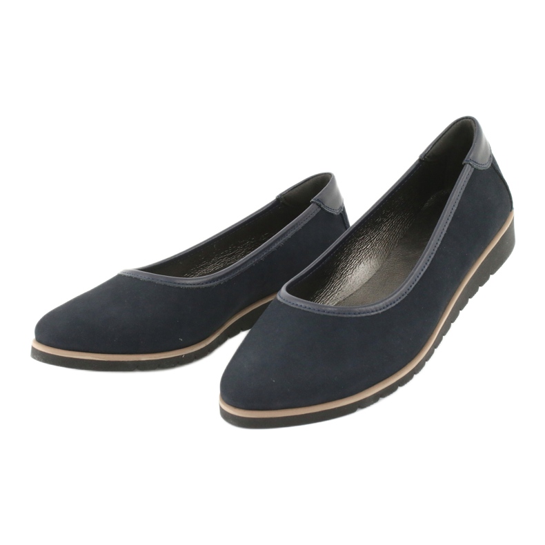 Angello Ballerine din piele pentru femei pe pană 1348 Navy Blue albastru 2