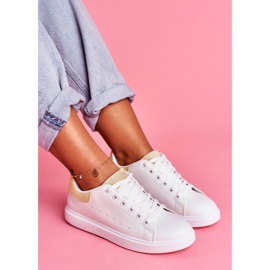 SEA Încălțăminte sport de damă albă cu toc bej Milly maro 2