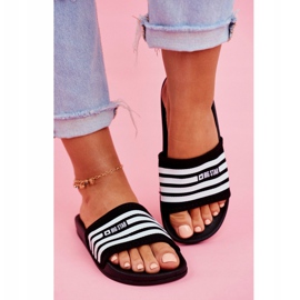 Papuci de damă Big Star Black FF274A353 alb negru 2
