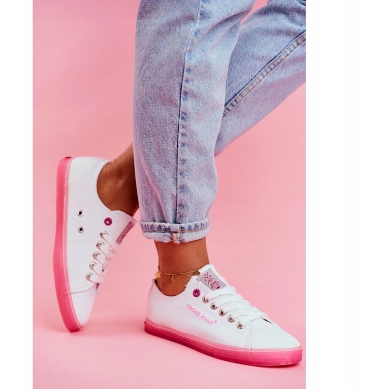 Adidași pentru femei Cross Jeans White Pink FF2R4075C alb roz 2
