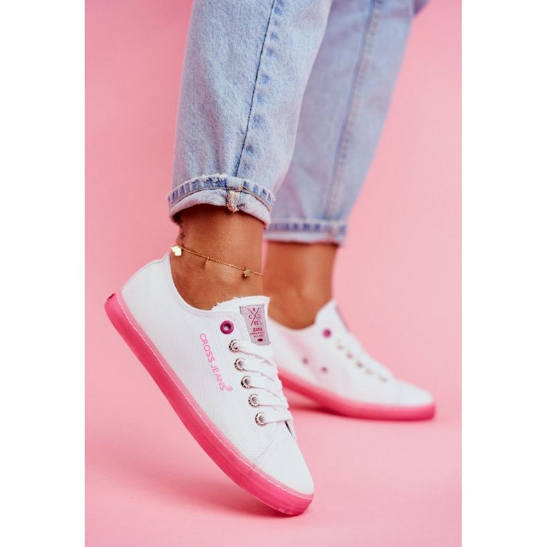 Adidași pentru femei Cross Jeans White Pink FF2R4075C alb roz 1