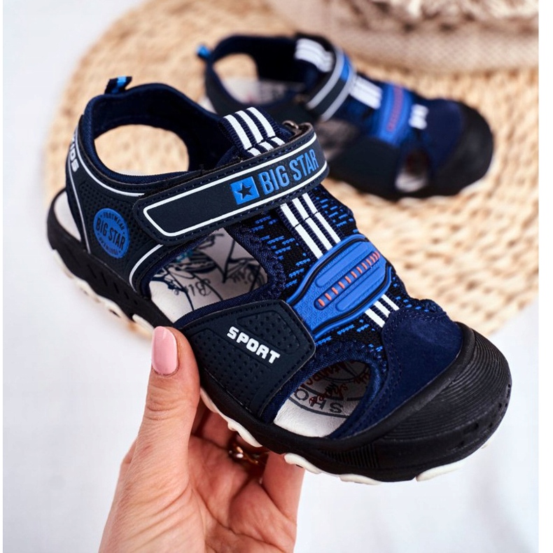 Sandale pentru copii Big Star With Velcro Blue Navy FF374211 albastru marin albastru 2