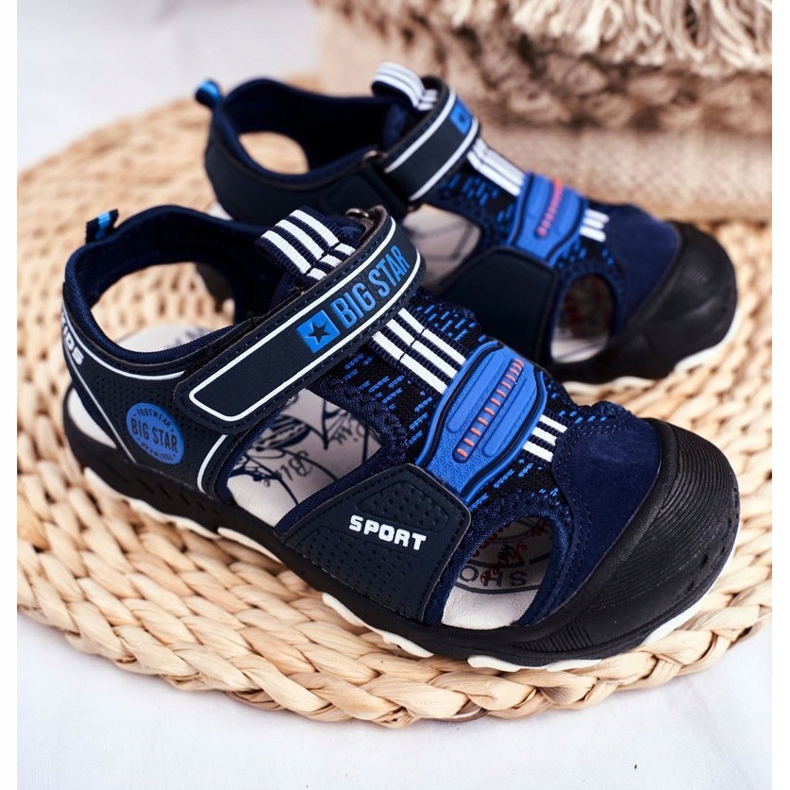 Sandale pentru copii Big Star With Velcro Blue Navy FF374211 albastru marin albastru 1