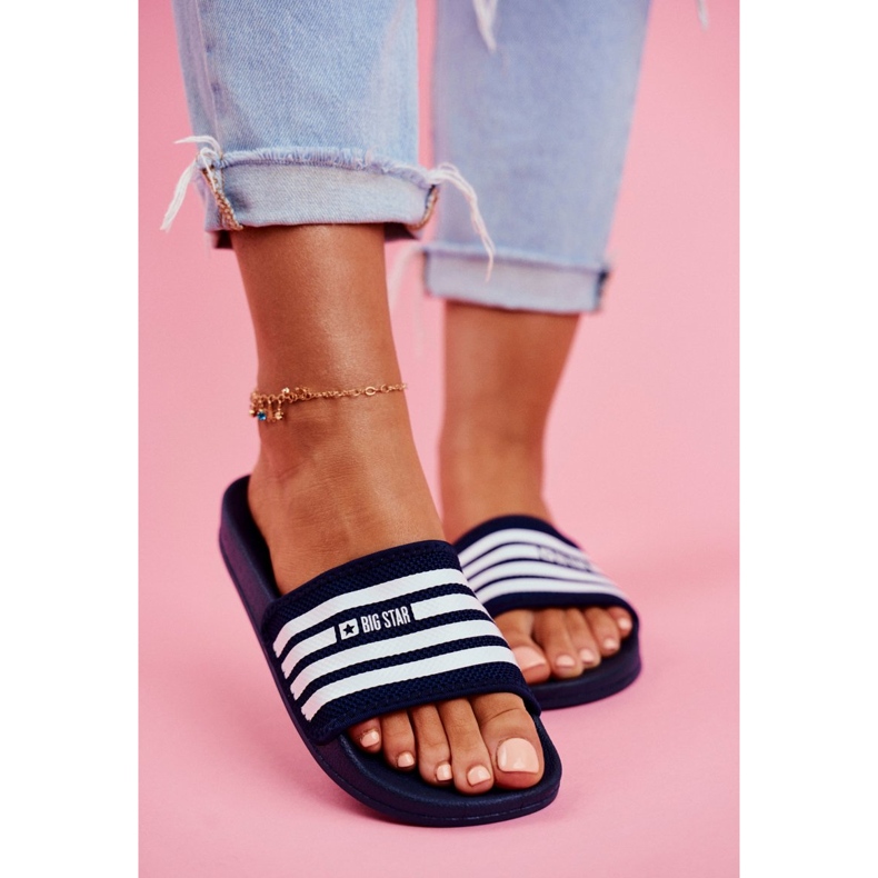 Papuci de damă Big Star Navy Blue FF274A356 albastru 2