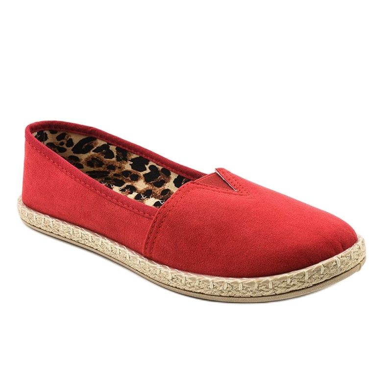 Espadrile alunecare roșii cu imprimeu leopard TL128-3 roșu 1