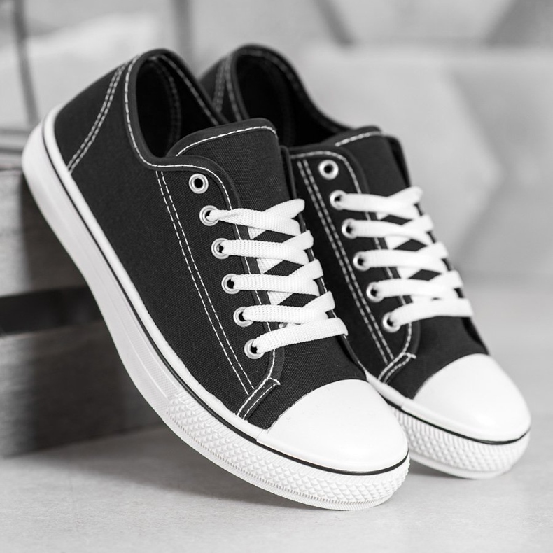 SHELOVET Adidași clasici legați negru 1