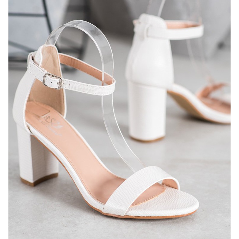 Small Swan Sandale elegante cu toc alb 1