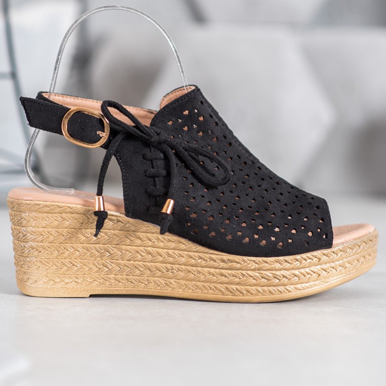 Small Swan Sandale ajurate confortabile negru 2