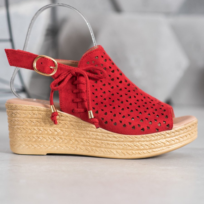 Small Swan Sandale ajurate confortabile roșu 2