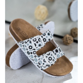 SHELOVET Papuci confortabili cu model alb negru gri 1