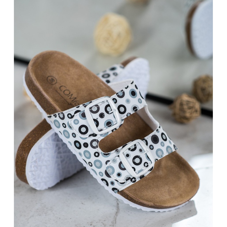 SHELOVET Papuci confortabili cu model alb negru gri 1