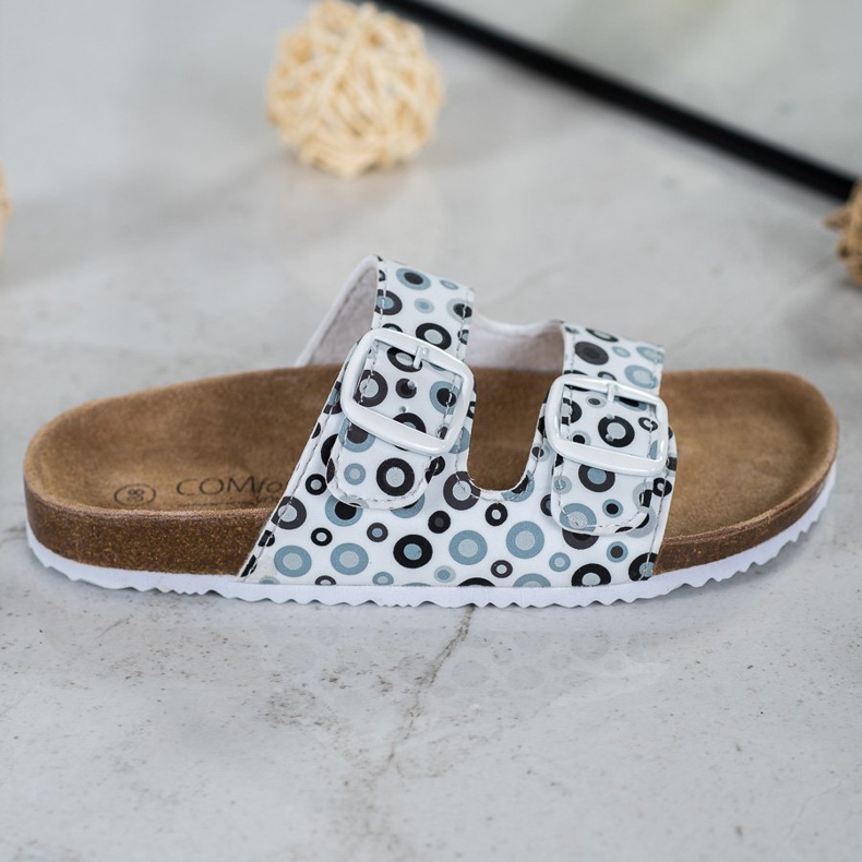 SHELOVET Papuci confortabili cu model alb negru gri 2