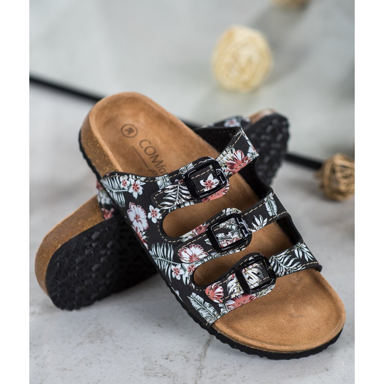 SHELOVET Papuci confortabili cu model alb negru multicolor 1 SHELOVET Papuci confortabili cu model alb negru multicolor 1