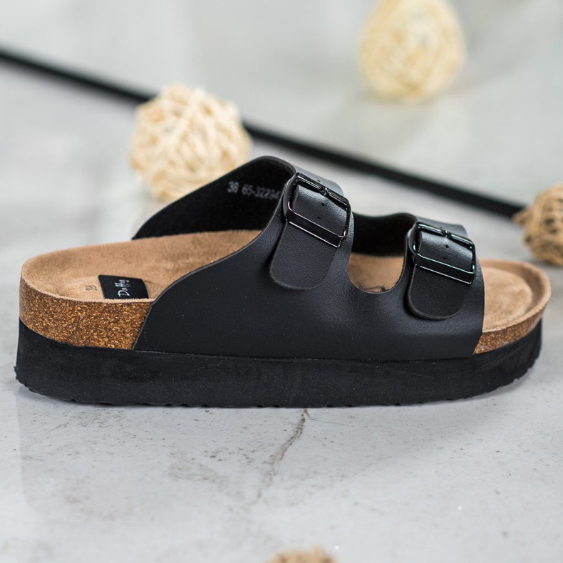 SHELOVET Papuci negri pe platformă negru 1