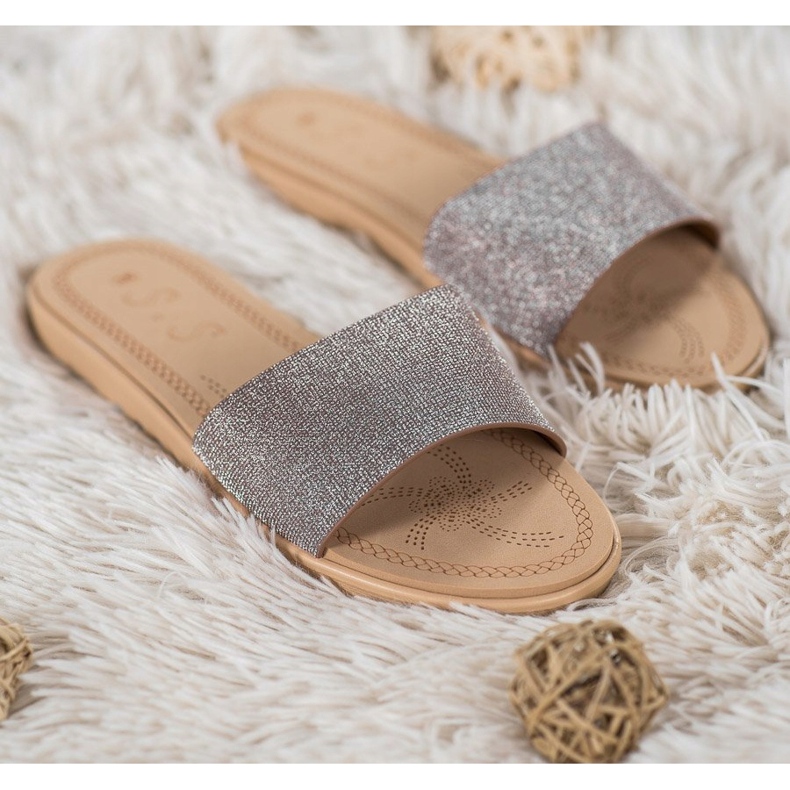 Small Swan Papuci Cu Sclipici multicolor gri galben 1