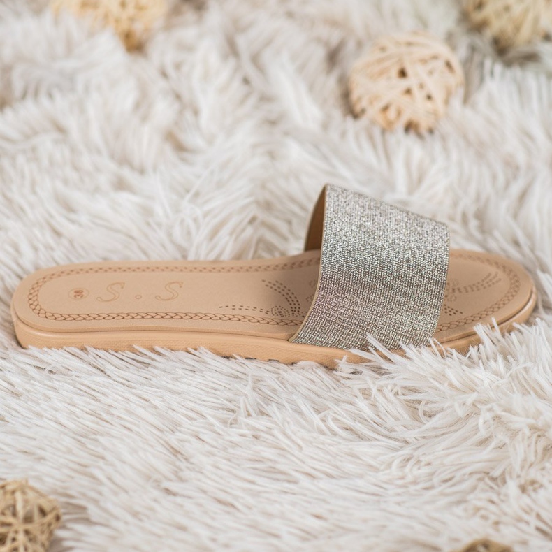 Small Swan Papuci Cu Sclipici multicolor galben 2