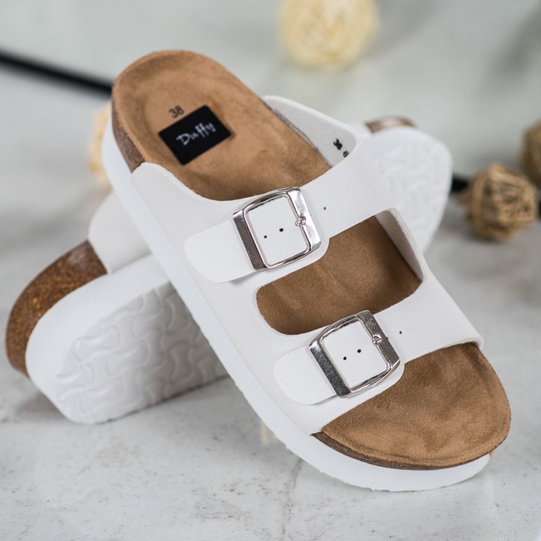 SHELOVET Papuci Albi Pe Platforma 1