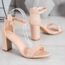 Small Swan Sandale elegante cu toc maro 1