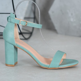 Small Swan Sandale elegante cu toc verde 2