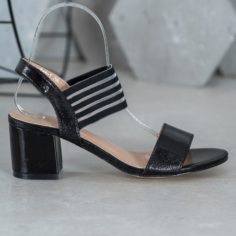 Small Swan Sandale strălucitoare negru 2