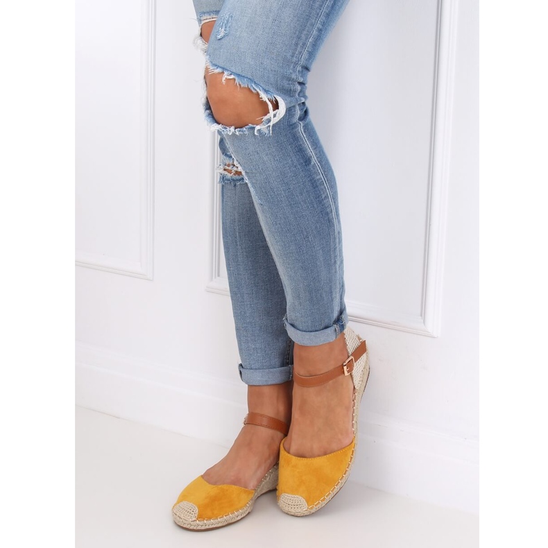 Espadrile pe pene cu miere S-820 Galben 1