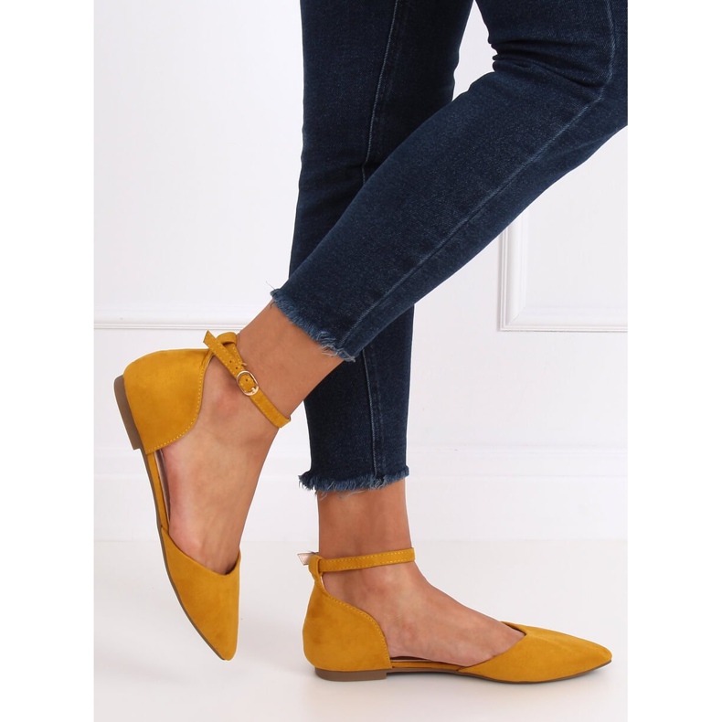 HD-100 Ballerine galbene tăiate cu miere 1