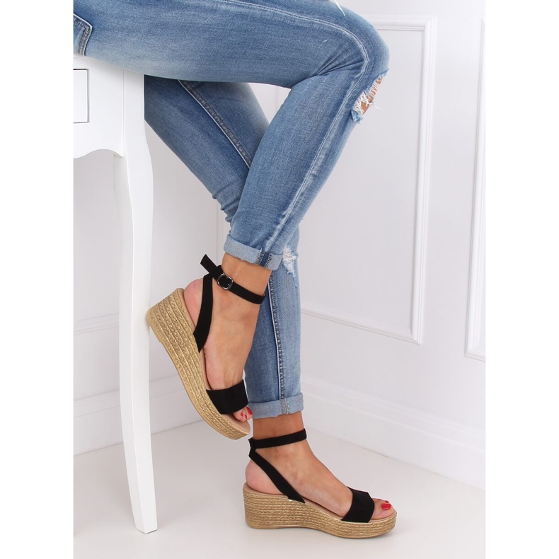 Sandale cu pene negre 019-18 Negre negru 2