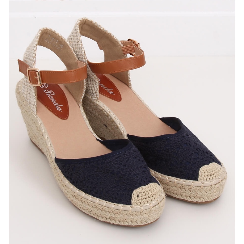 Espadrile pe pene, bleumarin S-819 Albastru albastru marin 1