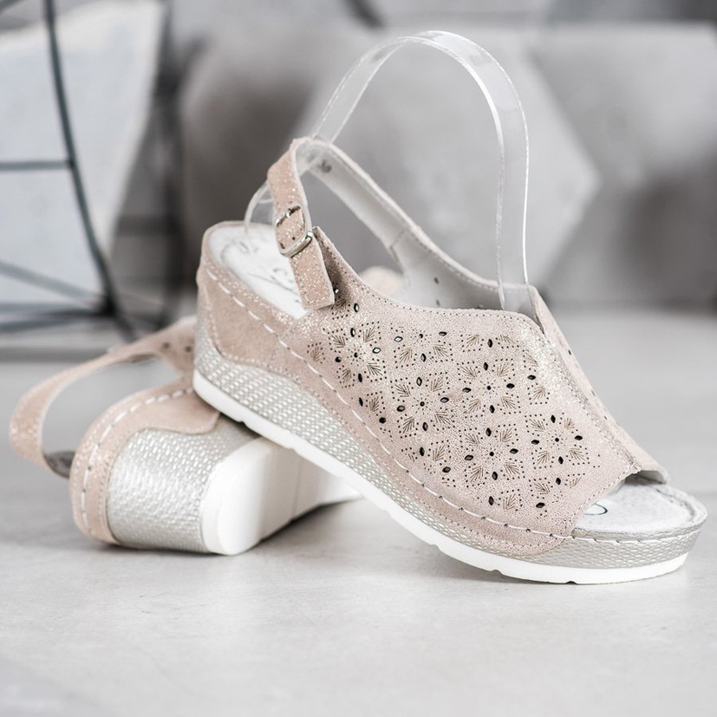 Filippo Sandale din piele cu sclipici maro galben 2