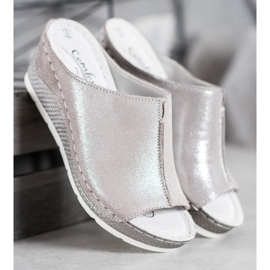 Filippo Papuci din piele argintie gri 1