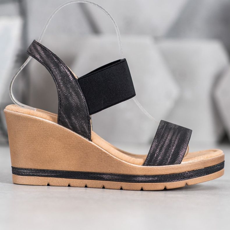 Sea Elves Sandale cu pene elegante negru 2