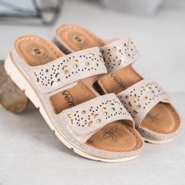 Evento Papuci confortabili cu velcro maro 1 Evento Papuci confortabili cu velcro maro 1