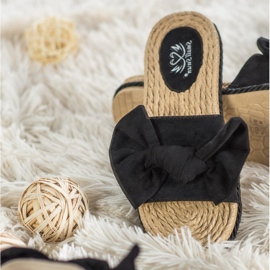 Small Swan Papuci la modă cu arc negru 2