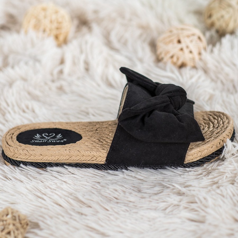 Small Swan Papuci la modă cu arc negru 1