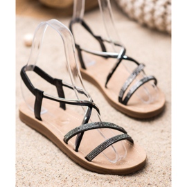 Sea Elves Sandale cu ornamente de argint negru 1