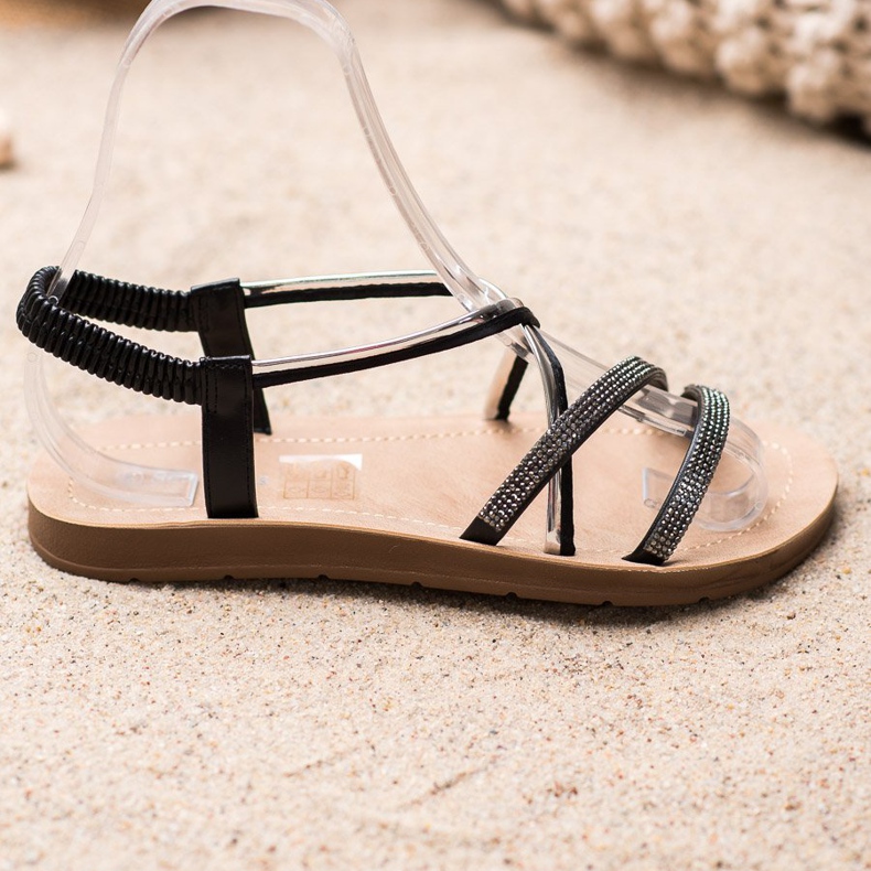 Sea Elves Sandale cu ornamente de argint negru 2