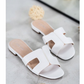 SHELOVET Papuci clasici din piele ecologică alb 1