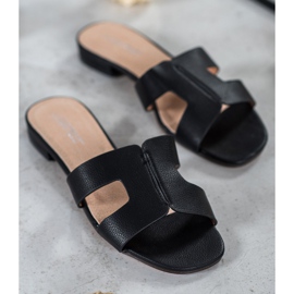 SHELOVET Papuci clasici din piele ecologică negru 1