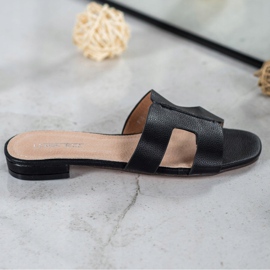 SHELOVET Papuci clasici din piele ecologică negru 2