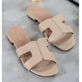 SHELOVET Papuci clasici din piele ecologică maro 1