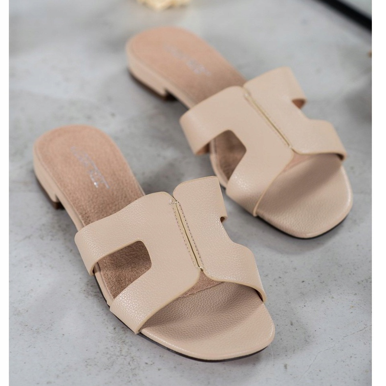 SHELOVET Papuci clasici din piele ecologică maro 1