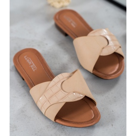 SHELOVET Papuci eleganți din piele ecologică bej 1