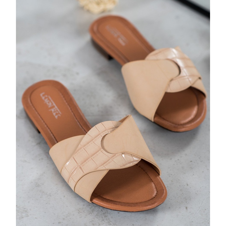 SHELOVET Papuci eleganți din piele ecologică bej 1