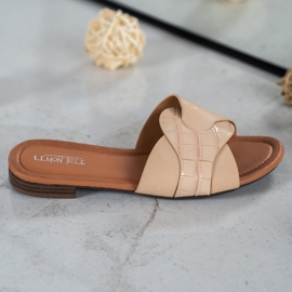 SHELOVET Papuci eleganți din piele ecologică bej 2