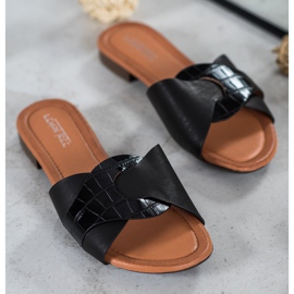 SHELOVET Papuci eleganți din piele ecologică negru 1