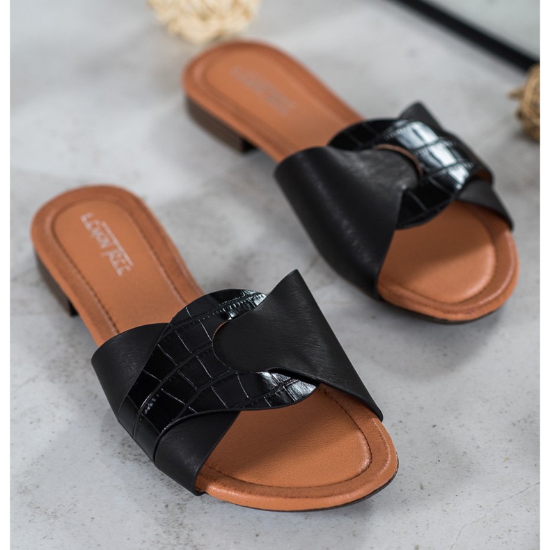 SHELOVET Papuci eleganți din piele ecologică negru 1