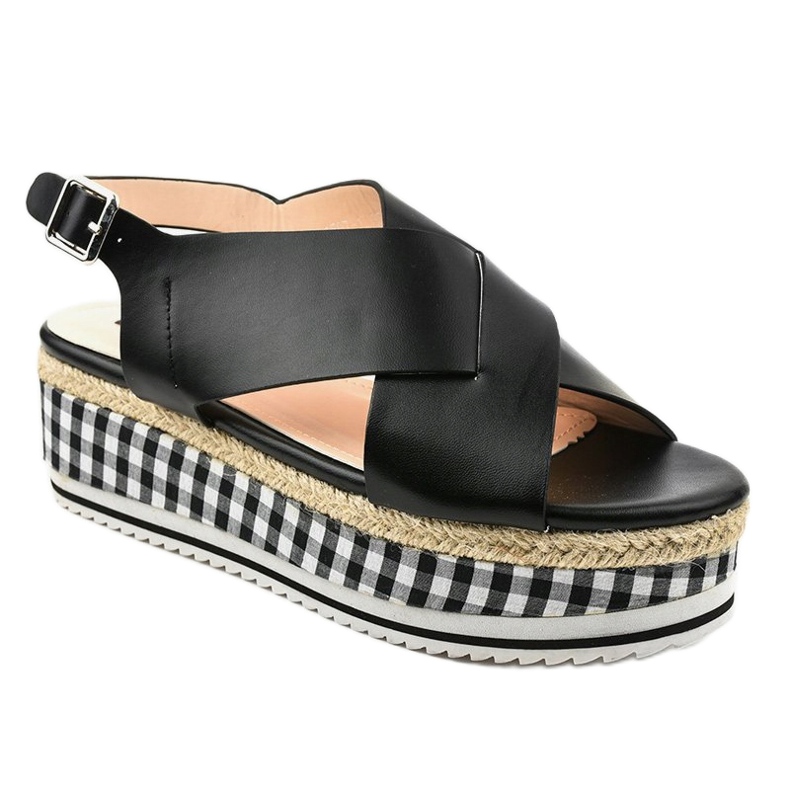 Sandale negre pe platforma 1507-1 negru 1