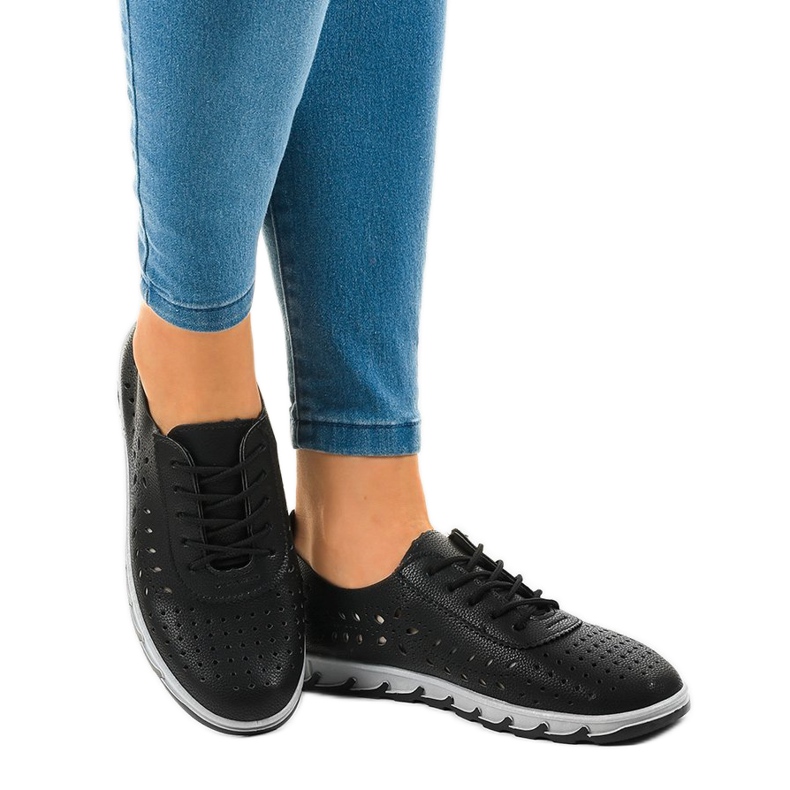 Adidași de sport negru ajurat JH81168-3 1