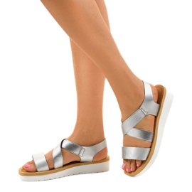 Sandale slip-on argintii pentru femei S803 gri 2